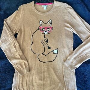 Old Navy Tan Sweater with Fox Graphic
